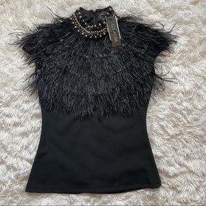 NWT Feather Embellished Top From Bloomingdales